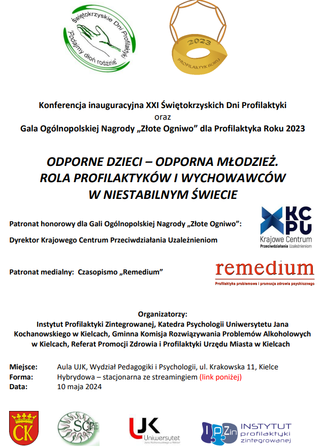 Konferencja inauguracyjna XXI Świętokrzyskich Dni Profilaktyki 10 maja 2024